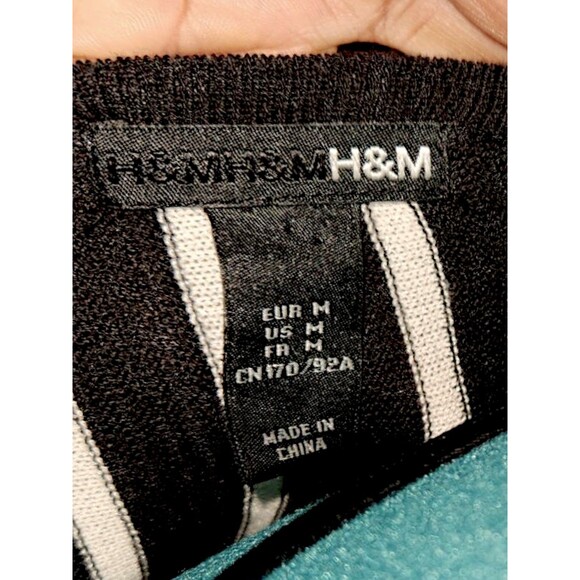H&M And Madonna 2007 Collab Striped Cap Sleeve Dress Women's Size Medium V Neck - Picture 2 of 6